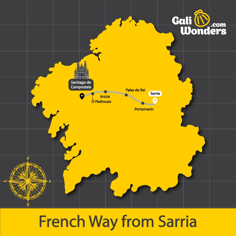 Map of the French Way from Sarria